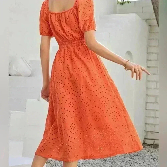 Grace Karin Orange Sun Fun Dress NWT size small eyelet material lined Amazon - Picture 4 of 5